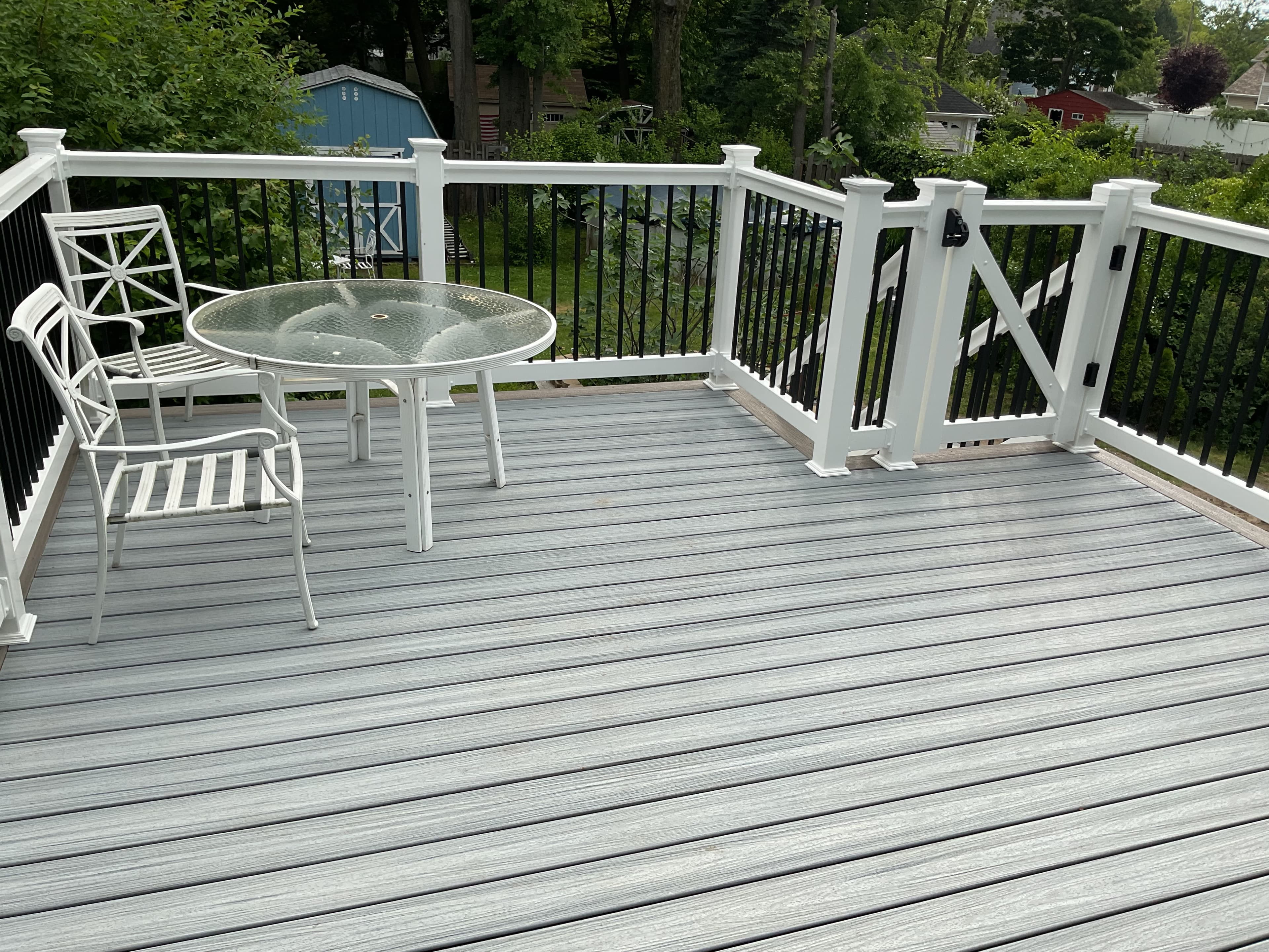 Wide view of deck area with seating
